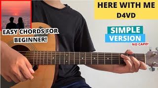 Here With Me - d4vd (Guitar Tutorial) Easy Chords For Beginner! No Capo!