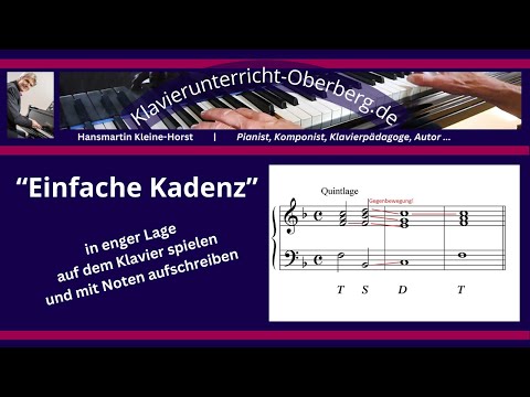 Einfache Kadenz in enger Lage auf dem Klavier spielen und aufschreiben
