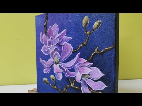 Acrylic Painting of Magnolia Flowers || Step by step tutorial For Beginners