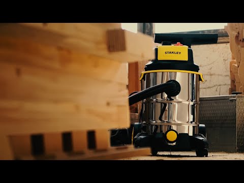 Pramoninis dulkių siurblys STANLEY Wet&amp;Dry SXVC30XTDE, 1600W, lizdas įrankiams video