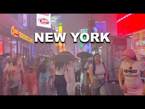 Heavy Rain Walk in Manhattan NYC Flash Floods | ASMR Rain and Thunder Sounds For Sleeping, Relaxing