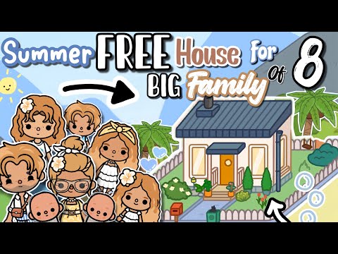 Summer FREE HOUSE For FAMILY of 8 Design🏝️Toca Boca House Ideas✨ [House Design] TocaLifeWorld