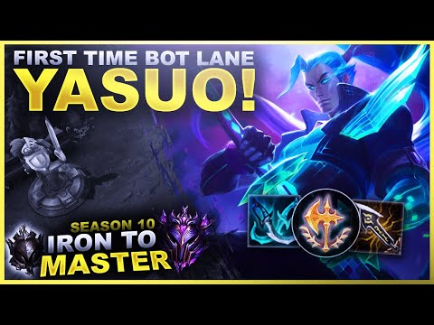FIRST TIME YASUO BOT LANE IN SOLOQ! - Iron to Master S10 | League of Legends
