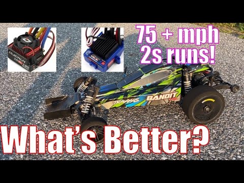 Is the Hobbywing 120A ESC Faster than the a Velineon ESC in a Traxxas RC Car? 77 mph 2s Testing!