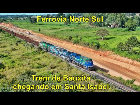 TREM DE MINÉRIO CHEGANDO NO PÁTIO DE SANTA ISABEL PARA CARREGAMENTO - Ferrovia Norte Sul