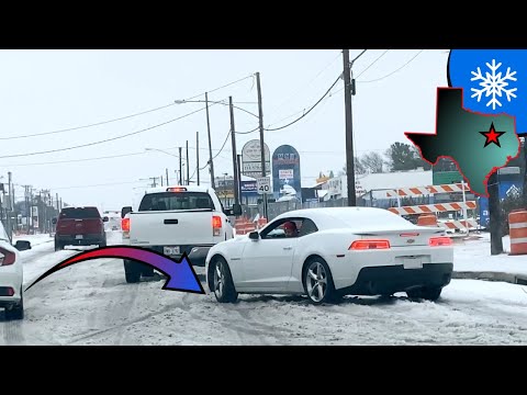 Texas-Sized ICE storm! Traffic jams and drivers in Dallas!