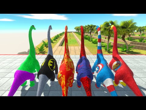 X6 SUPER HERO BRACHIOSAURUS BATTLE DEATH RUN - Animal Revolt Battle Simulator