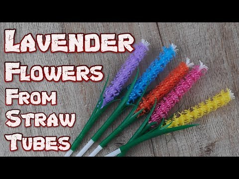 Origami Lavender Flowers from Plastic Tubes | How to Fold Beautiful Straw Flowers | DIY Art Straws
