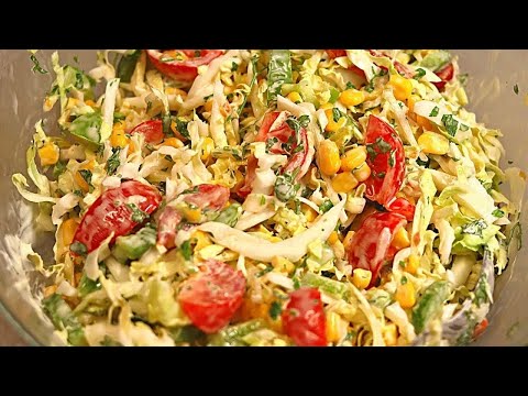 Leckerer Salat in 5 Min.! Ich werde nie müde, diesen Salat zu essen! Chinakohlsalat mit Mayonnaise