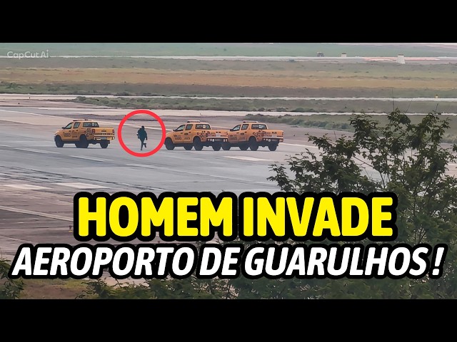HOMEM INVADE A PISTA DO AEROPORTO DE GUARULHOS E É CONTIDO POR VIATURAS