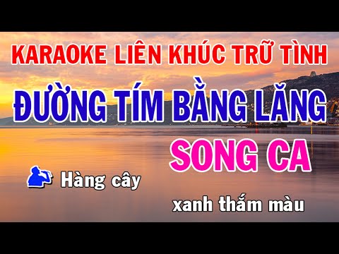 Karaoke Liên Khúc Trữ Tình - Song Ca Nhạc Sống - Đường Tím Bằng Lăng - Phối Mới Dễ Hát - Nhật Nguyễn
