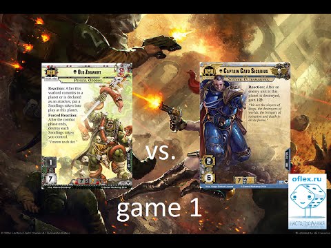 Warhammer 40000 Conquest. Old Zogwort vs. Cato Sicarius. Game 1