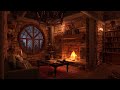 Cozy Hut Ambience Gentle Night Rain Fireplace