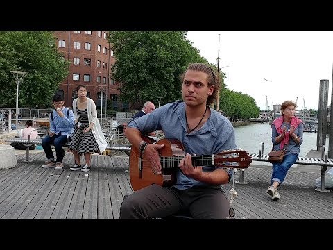 Bartek Dabrowski Busking in Bristol by the Harbour on 23rd June 2018