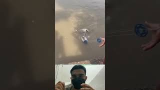 Download lagu Kid Throws a Mini Fishing Net Like a Pro 😂 mp3