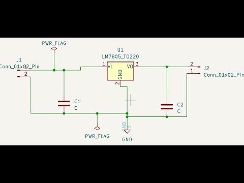 Built a regulator using LM7805 IC in KICAD software.
