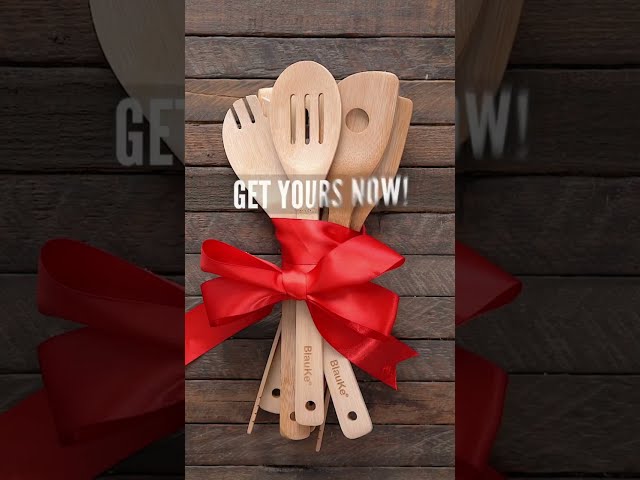 Vídeo relacionado con Cucharas de madera únicas para cocinar, Pesadilla antes de Navidad Gadgets, Juego de utensilios de cocina de bambú orgánico antiadherente, Juego de utensilios de cocina para inauguración de la casa