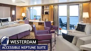 HAL Westerdam | Accessible Neptune Suite Walkthrough Tour & Review 4K | Holland America Cruise Line