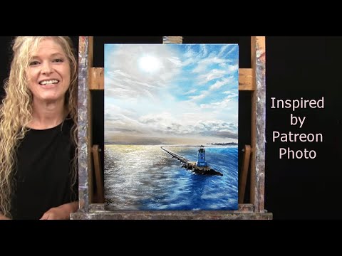 Learn How to Draw and Paint with Acrylics SEASIDE LIGHTHOUSE - Easy Beginner - Paint and Sip at Home