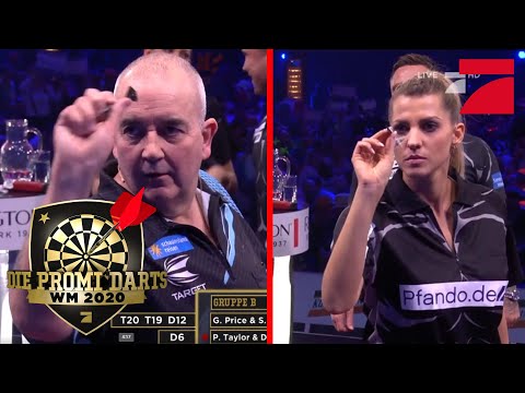 Sarah Harrison & Gerwyn Price vs Phil Taylor & Daniel Boschmann | Promi Darts WM 2020 | ProSieben