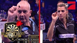 Sarah Harrison & Gerwyn Price vs Phil Taylor & Daniel Boschmann | Promi Darts WM 2020 | ProSieben video