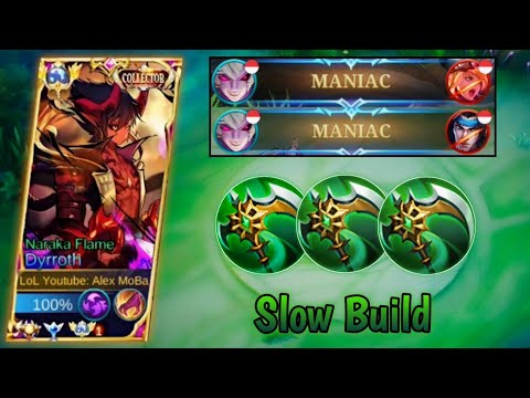 2X MANIAC🔥 Dyrroth Best Build & Emblem 2023 - MLBB