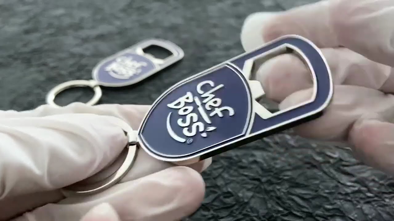 2104-厨师头像蓝色漆银开瓶器钥匙扣