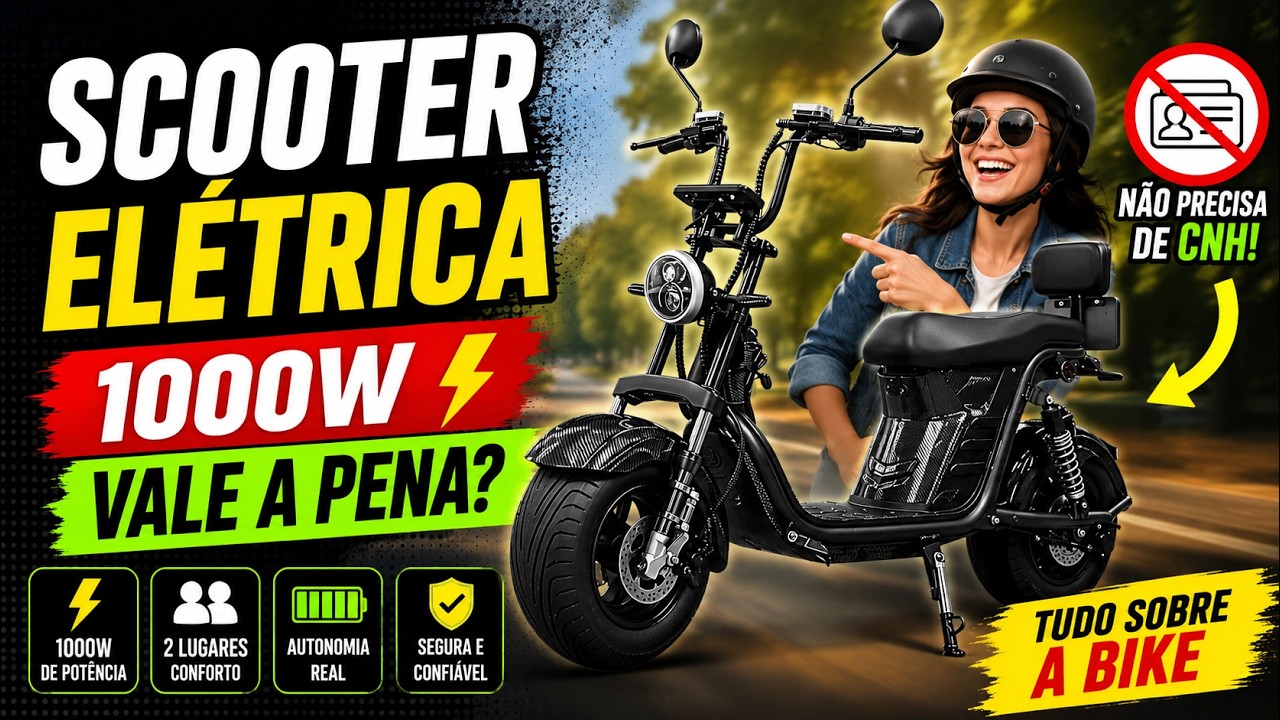 Scooter Elétrica 1000W Vale a Pena? Tudo Sobre a Bike que NÃO Precisa de CNH!