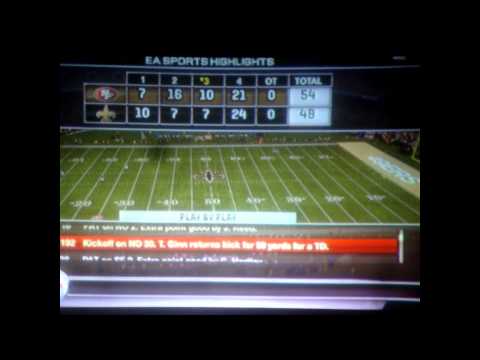 Madden 11 Ted Ginn 3 kick return touchdowns in one game