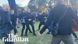 Far-right group rushes Indigenous Camp Sovereignty site after anti-immigration march in Melbourne