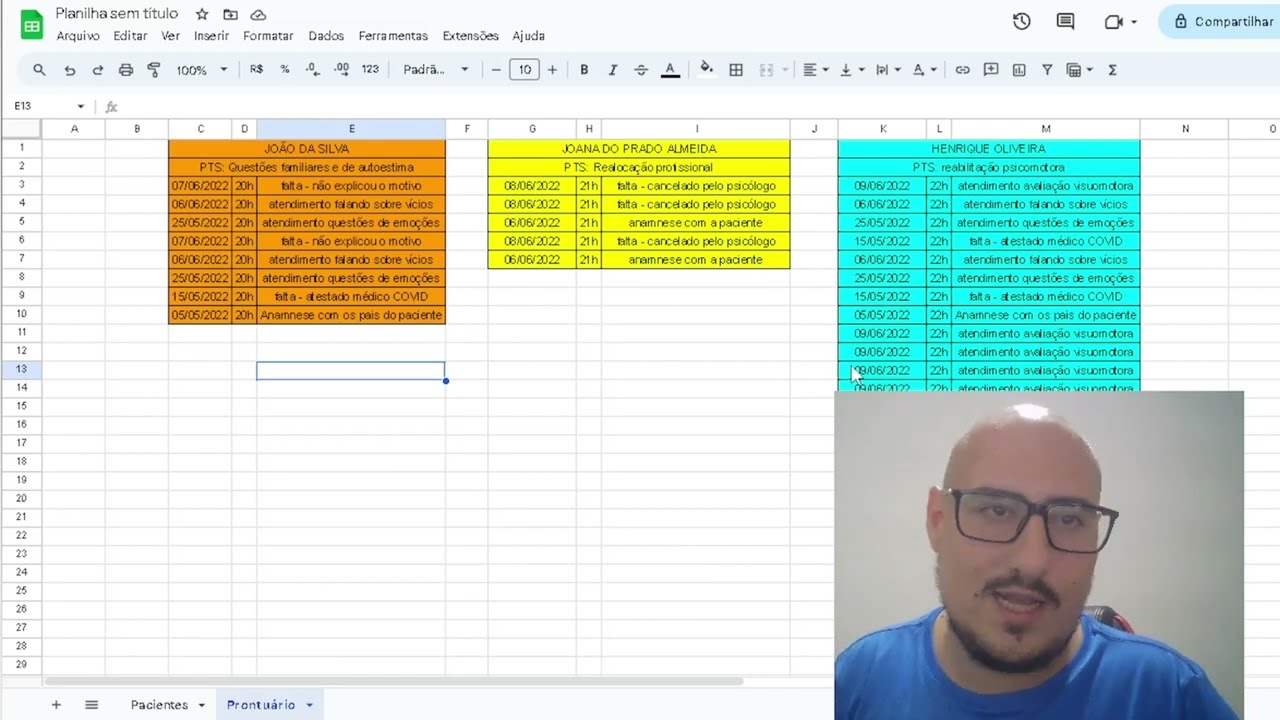 COMO FAZER O PRONTUÁRIO E A LISTA DE PACIENTES NO EXCEL - DICAS DE PSICOLOGIA CLÍNICA