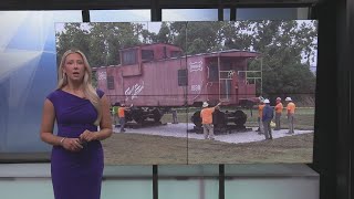 Red caboose moved in Ozark, MO