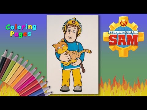 Fireman Sam Coloring Pages. Sam saved the cat. Coloring Pages for the youngest artists. Video