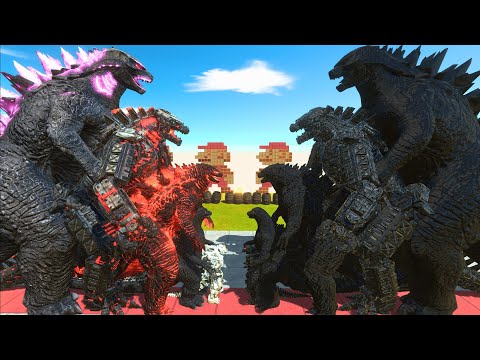 5 Level of GODZILLA 2014 New Empire VS 5 Level of Dark Itself - Animal Revolt Battle Simulator