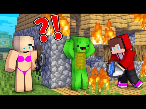 Shocking: Girl Burns Mikey's House! JJ's Reactions in Minecraft