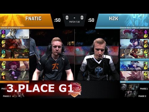 Fnatic vs H2K Gaming | Game 1 3rd Place S7 EU LCS Summer 2017 Play-Offs in Paris | FNC vs H2K G1