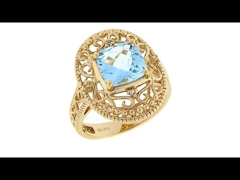 Technibond 2.55ctw Blue Topaz and Gem Filigree Ring