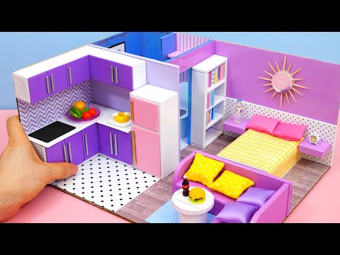 DIY Miniature Cardboard House #24   bathroom, kitchen, bedroom, living room for a family
