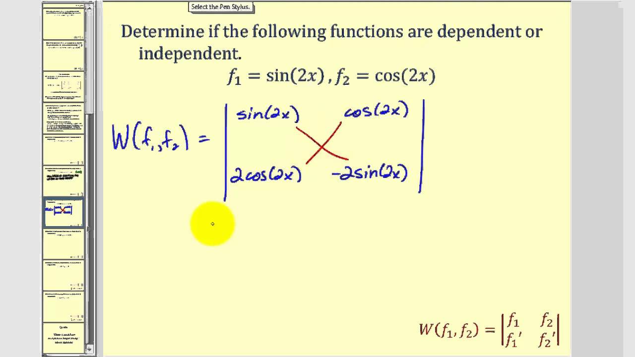 Linear Independent Functions - The Wronskian