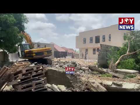 Ga East Municipal Assembly starts demolition of structures on waterways. #JoyNews