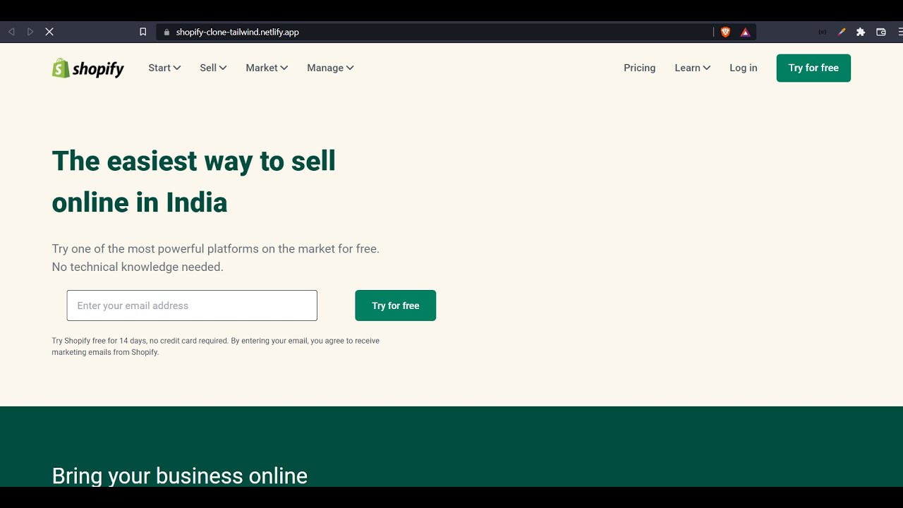 Shopify Website Clone using tailwind CSS