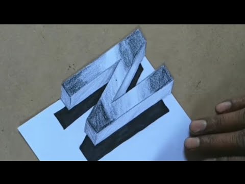 How to draw floating 3d letter 'N' l easy art l trick art