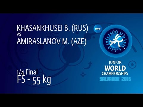 1/4 FS - 55 kg: M. AMIRASLANOV (AZE) df. B. KHASANKHUSEI (RUS), 11-2