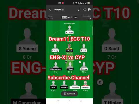 ENG-XI vs CYP Dream11 ECC T10,ENG-XI vs CYP Cricket,ENG-XI vs CYP Playing 11 #dream11ecct10 #ecct10