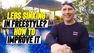 LEARN to SWIM FRONT CRAWL for Beginners with LEGS SINKING