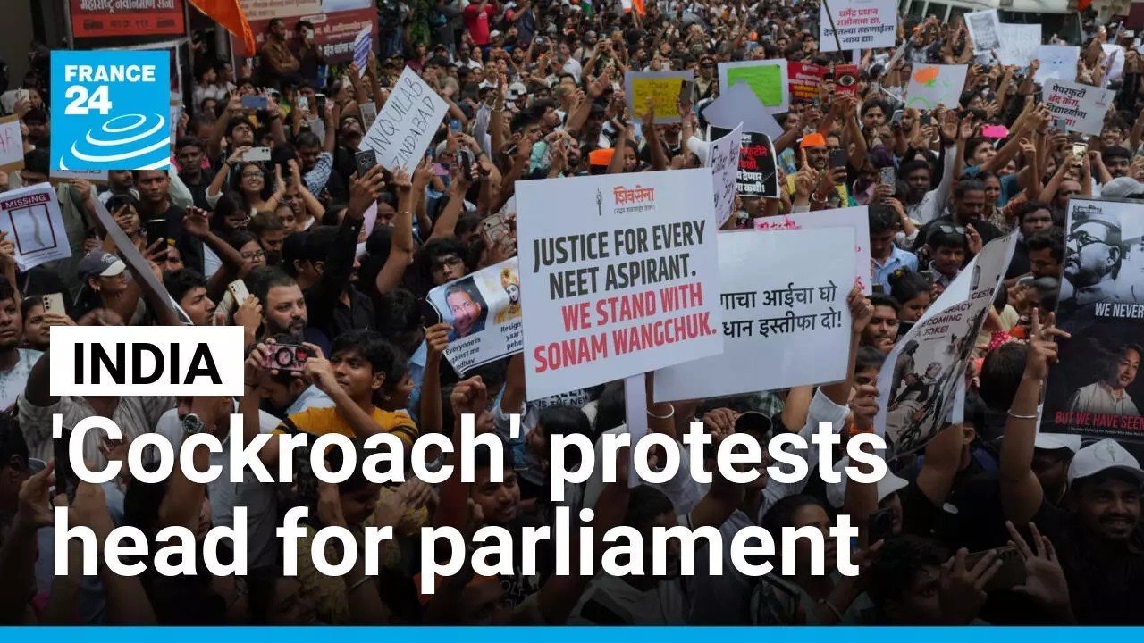 India's youth-led Cockroach movement protests education minister at parliament