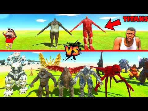 ALL KAIJUS vs TITAN BEASTS in Animal Revolt Battle Simulator with SHINCHAN and CHOP