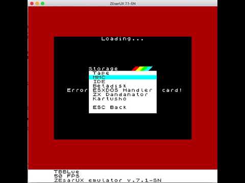 ZEsarUX emulator - Showing how to boot Spectrum Next for the first time