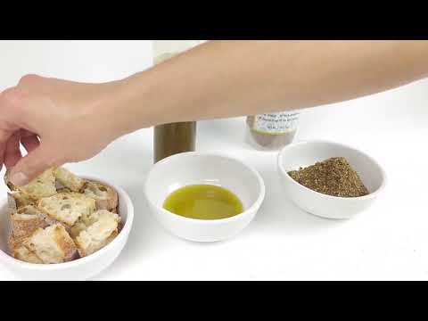 Zaatar condiment dip with olive oil - the traditional relish of zaatar in the Middle East