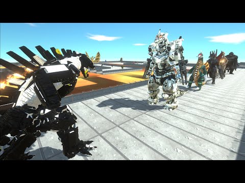 MECHAGODZILLA 2021 T-REX BATMAN VS GHIDORAH LAVA DEATH RUN - Animal Revolt Battle Simulator